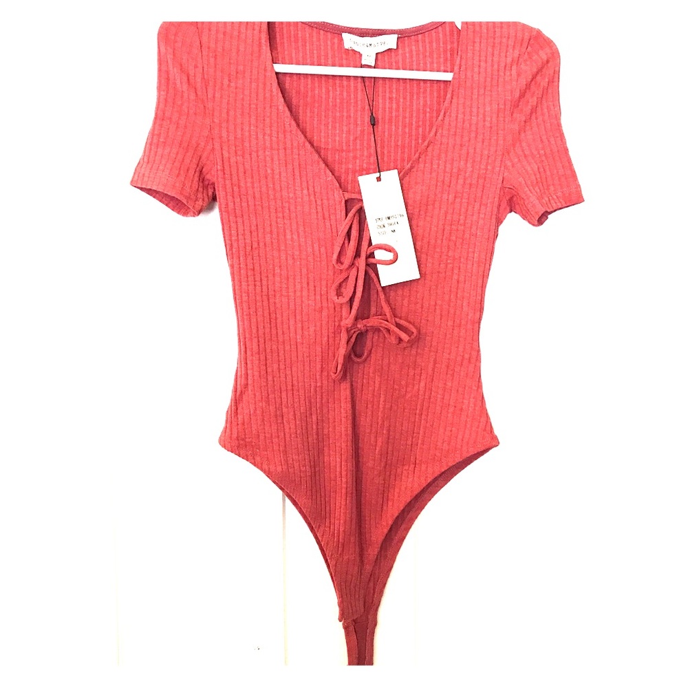 Ribbed plunge bodysuit